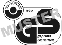 altes Logo: BG-PRÜFZERT Berufsgenossenschaftliches Institut für Arbeitsschutz (BGIA), geprüfte Sicherheit